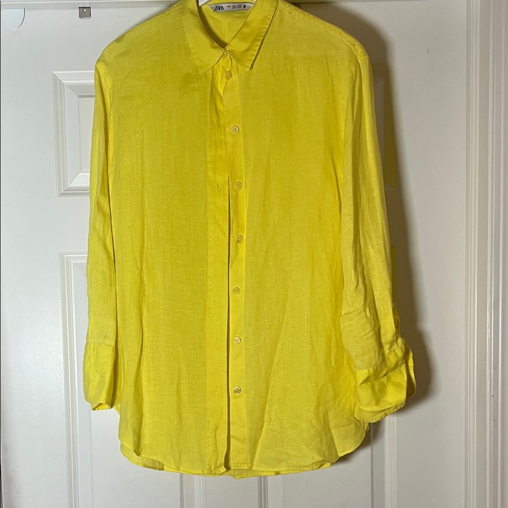 Zara Vibrant Yellow Button-Down Shirt